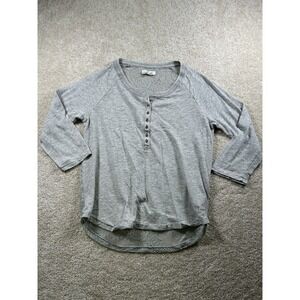 Aeropostale Shirt Womens Large Gray Lace Back 3/4 Sleeve‎ Henley Button Casual